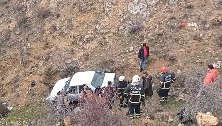 Çorum’da Şarampole Uçan Otomobilin Sürücüsü Yaralandı